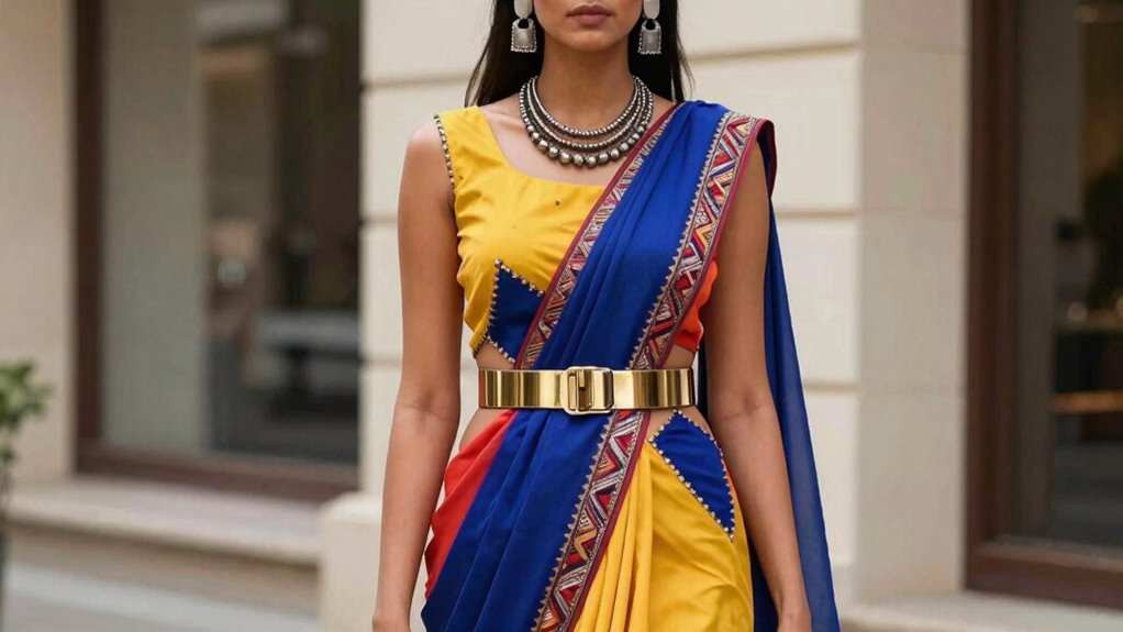 modern elements elevate upcycled saree dress
