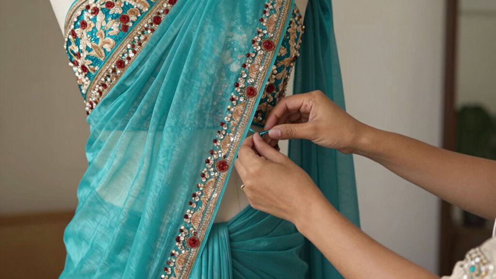 saree to dress with embellishments