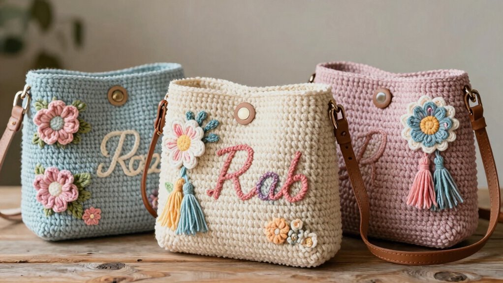 custom crochet bags linings straps embellishments
