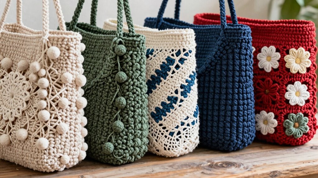 sturdy textured crochet bag designs