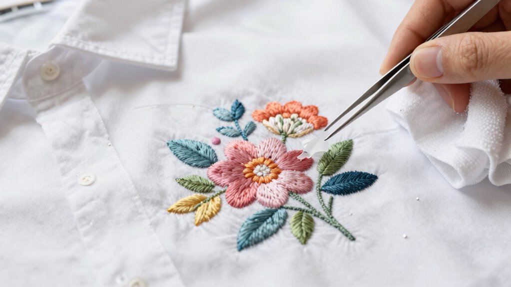 trim stabilizer clean embroidery finish